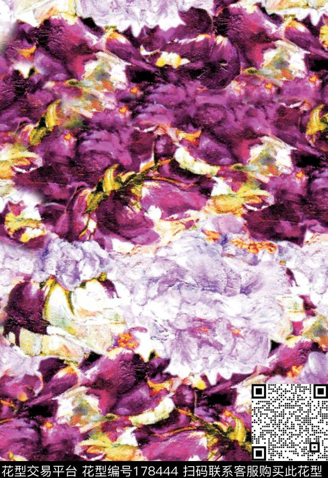 花海紫色花团锦簇数码印花华亿平台下载（图片编号: 178444） - 瓦栏（Walan）