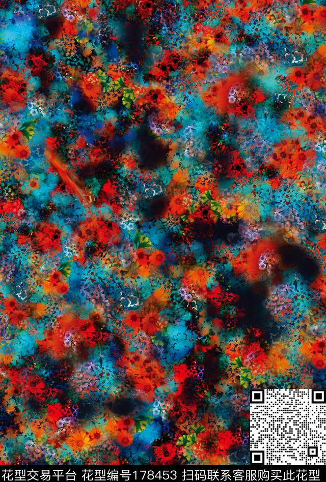 花卉肌理花哨数码印花华亿平台下载（图片编号: 178453） - 瓦栏（Walan）