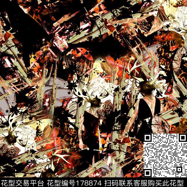 抽象肌理斑驳数码印花华亿平台下载（图片编号: 178874） - 瓦栏（Walan）