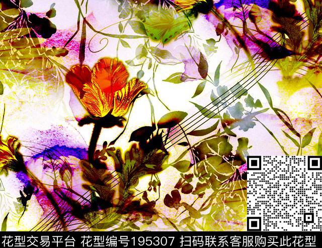 植物花卉花纹数码印花华亿平台下载（图片编号: 195307） - 瓦栏（Walan）