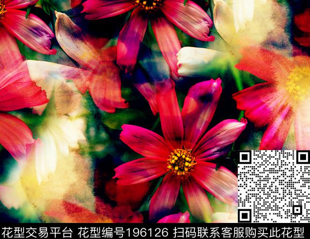 花朵小菊花大花数码印花华亿平台下载（图片编号: 196126） - 瓦栏（Walan）