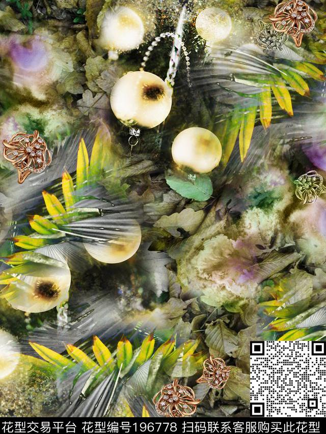 叶子珠宝水果数码印花华亿平台下载（图片编号: 196778） - 瓦栏（Walan）