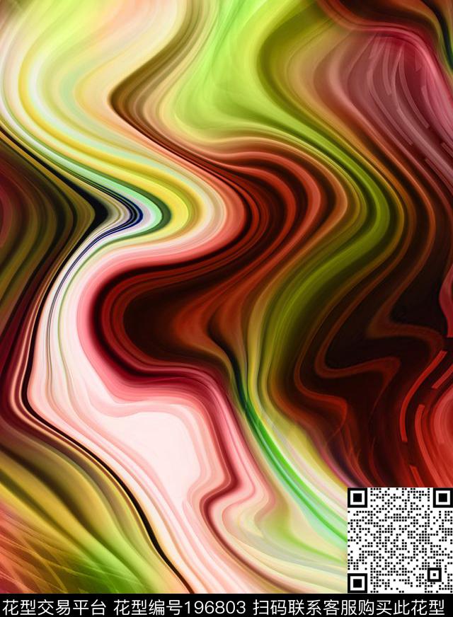 抽象肌理流动性数码印花华亿平台下载（图片编号: 196803） - 瓦栏（Walan）