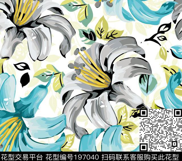 矢量艺术植物数码印花华亿平台下载（图片编号: 197040） - 瓦栏（Walan）