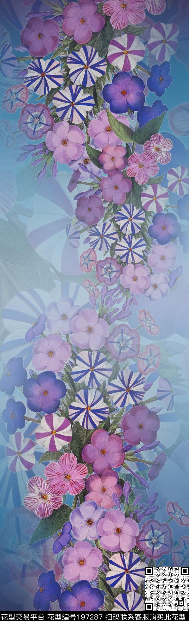 花花卉牵牛花数码印花华亿平台下载（图片编号: 197287） - 瓦栏（Walan）