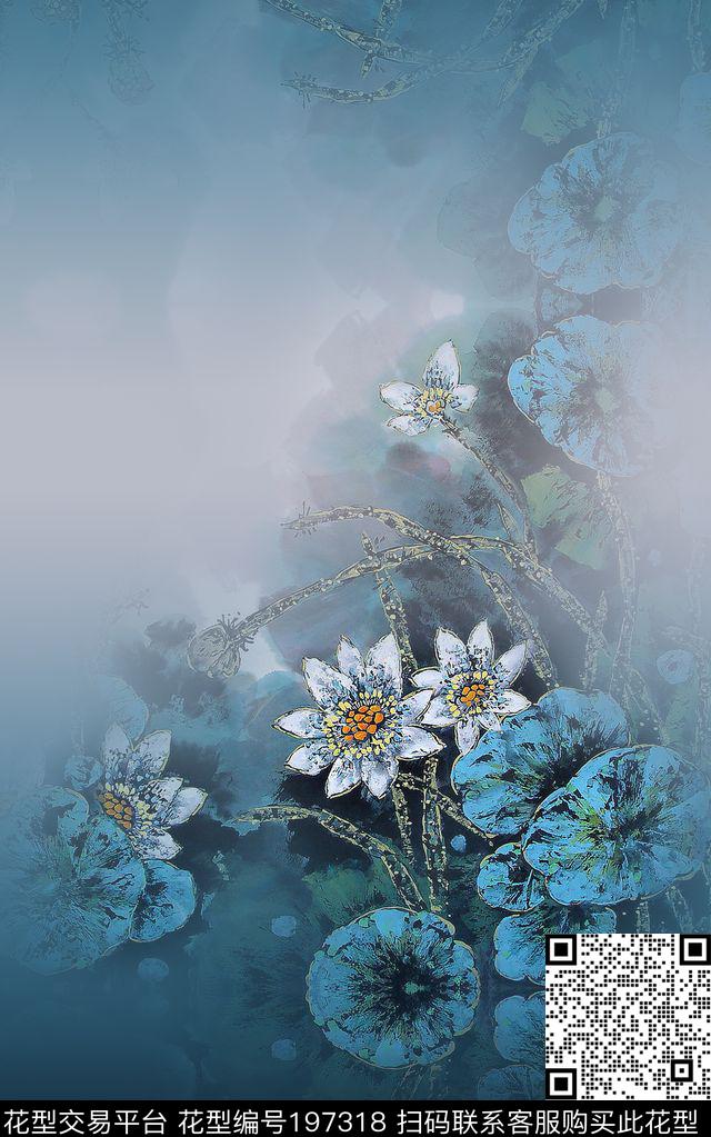 荷花数码印花华亿平台下载（图片编号: 197318） - 瓦栏（Walan）