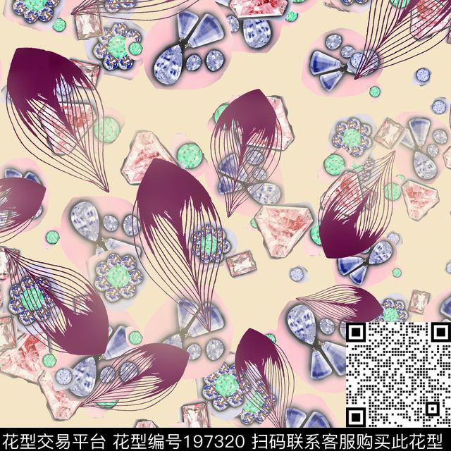 水晶珠宝花卉数码印花华亿平台下载（图片编号: 197320） - 瓦栏（Walan）