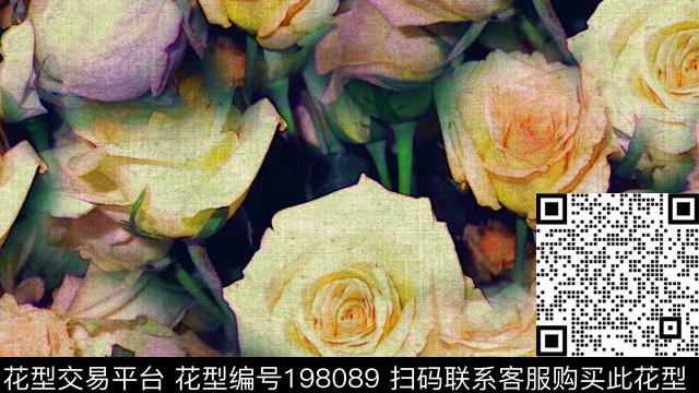 玫瑰艳丽花卉数码印花华亿平台下载（图片编号: 198089） - 瓦栏（Walan）