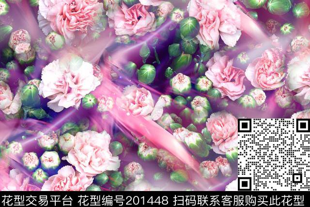 花卉紫色花苞数码印花华亿平台下载（图片编号: 201448） - 瓦栏（Walan）
