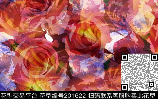 火玫瑰数码印花华亿平台下载（图片编号: 201622） - 瓦栏（Walan）