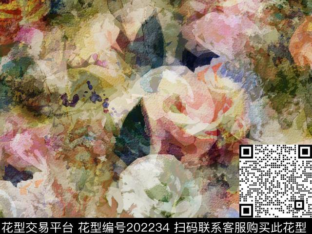 朦胧模糊迷幻数码印花华亿平台下载（图片编号: 202234） - 瓦栏（Walan）