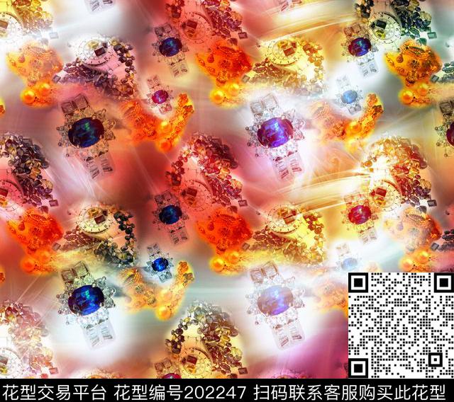 珠宝宝石绚丽数码印花华亿平台下载（图片编号: 202247） - 瓦栏（Walan）