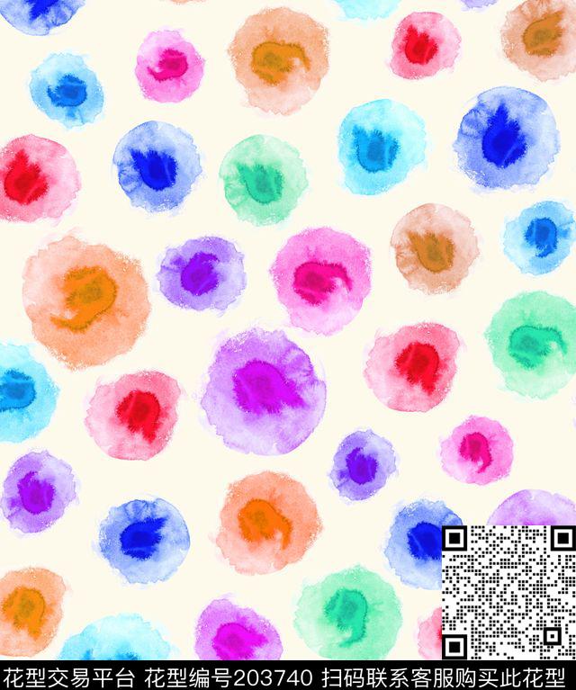 水彩圆圈水渍清新白色背景数码印花华亿平台下载（图片编号: 203740） - 瓦栏（Walan）