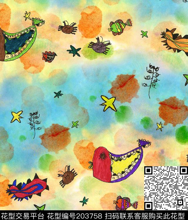 童装家纺可爱数码印花华亿平台下载（图片编号: 203758） - 瓦栏（Walan）