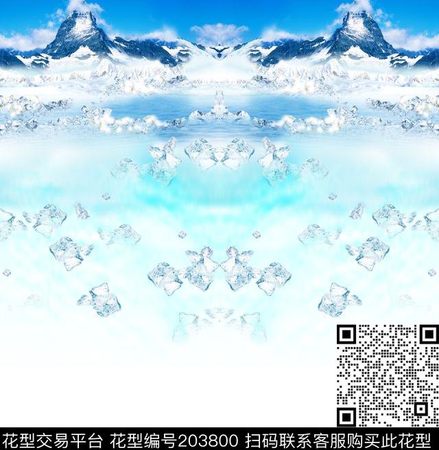 高耸入云冰山雪山数码印花华亿平台下载（图片编号: 203800） - 瓦栏（Walan）