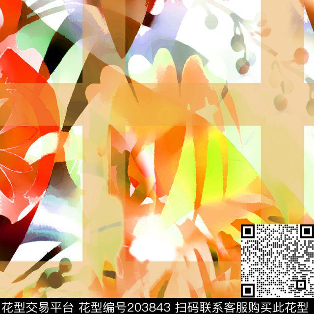 几何拼接抽象数码印花华亿平台下载（图片编号: 203843） - 瓦栏（Walan）