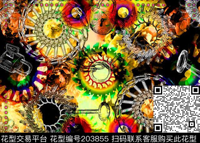 锁时尚数码印花华亿平台下载（图片编号: 203855） - 瓦栏（Walan）