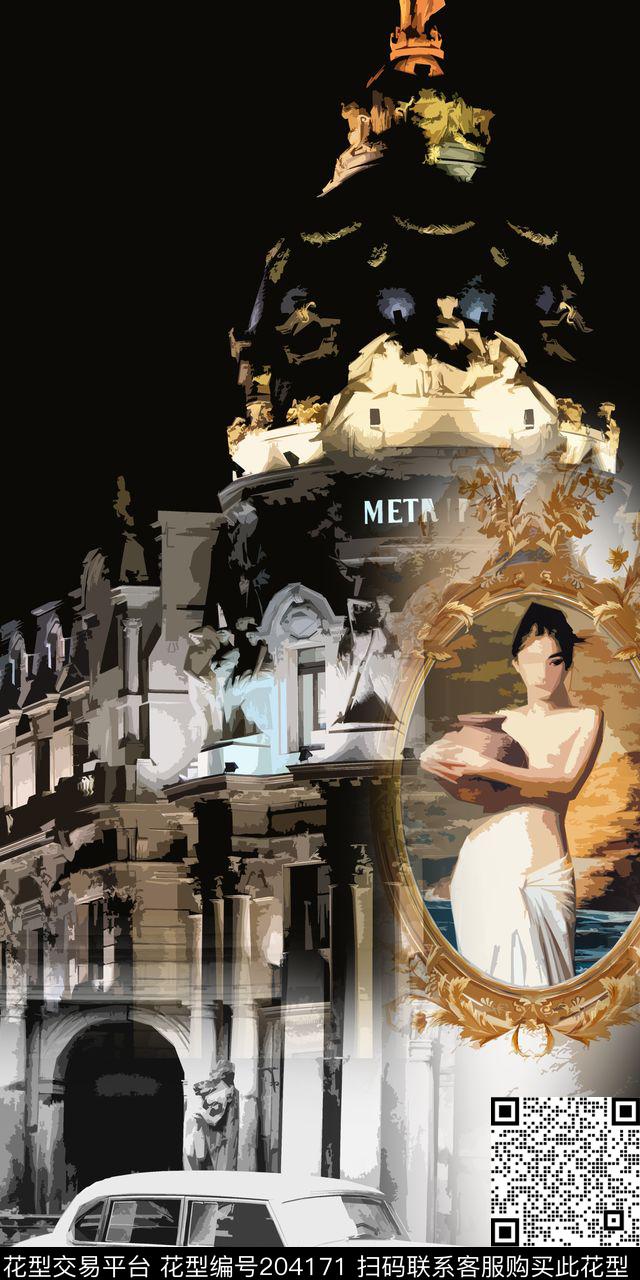 拼贴建筑服装数码印花华亿平台下载（图片编号: 204171） - 瓦栏（Walan）