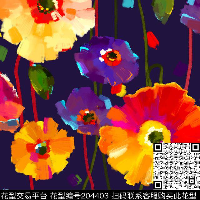 水彩画平面花卉传统印花数码印花华亿平台下载（图片编号: 204403） - 瓦栏（Walan）