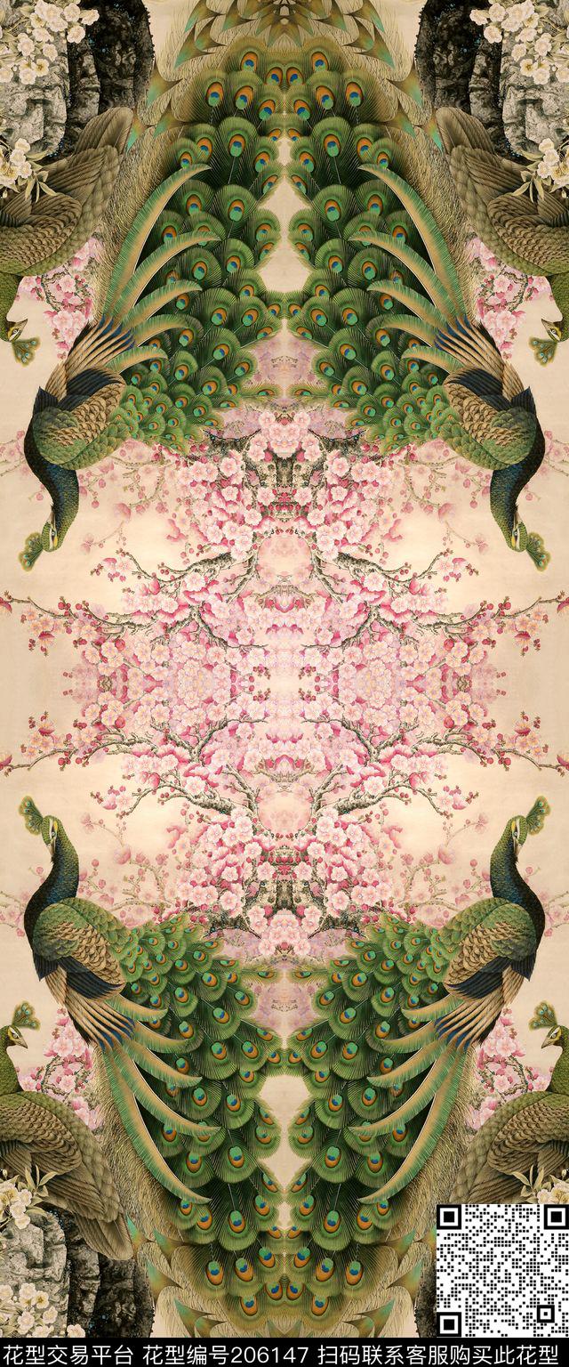 工笔中国风数码印花华亿平台下载（图片编号: 206147） - 瓦栏（Walan）