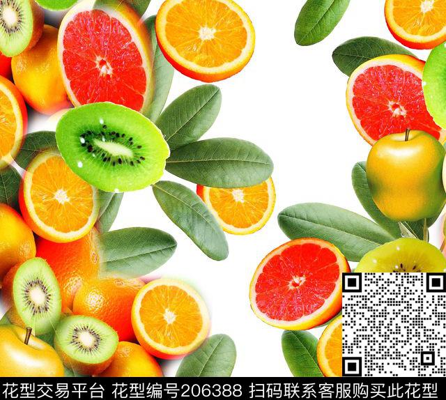 水果猕猴桃橙子数码印花华亿平台下载（图片编号: 206388） - 瓦栏（Walan）