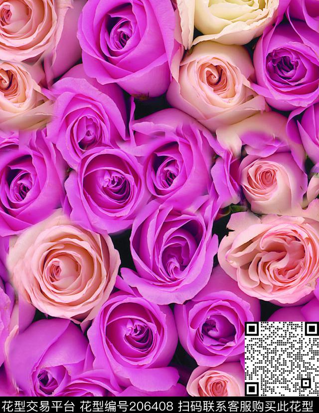 摄影写实花卉植物花瓣数码印花华亿平台下载（图片编号: 206408） - 瓦栏（Walan）