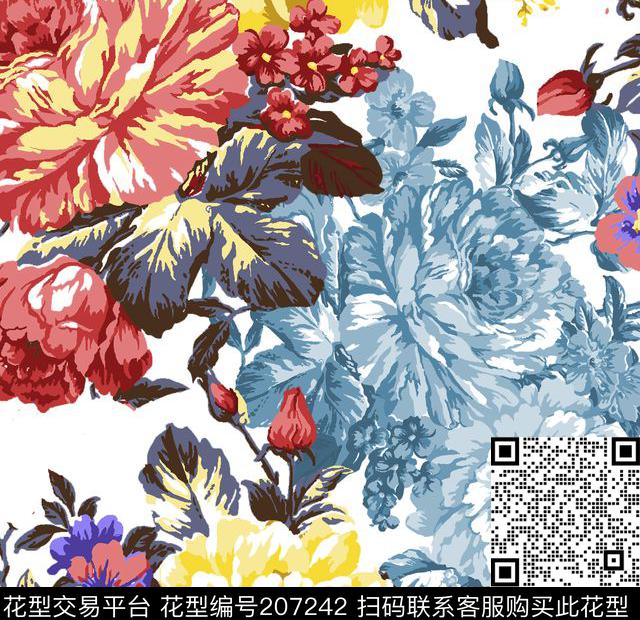 花卉花朵植物传统印花华亿平台下载（图片编号: 207242） - 瓦栏（Walan）