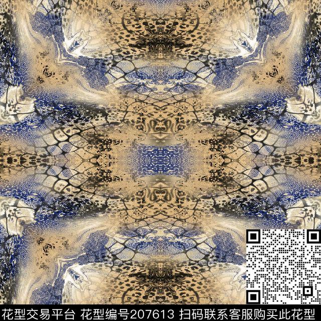 动物纹飘渺抽象数码印花华亿平台下载（图片编号: 207613） - 瓦栏（Walan）