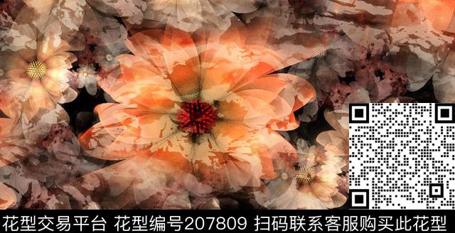 花卉数码印花华亿平台下载（图片编号: 207809） - 瓦栏（Walan）