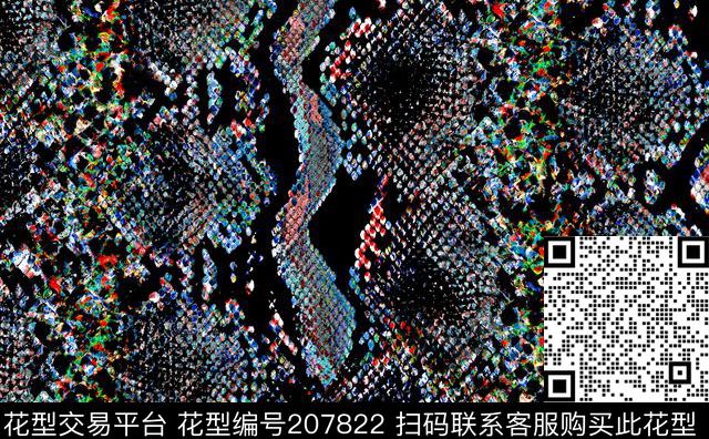 蛇纹豹纹动物纹数码印花华亿平台下载（图片编号: 207822） - 瓦栏（Walan）