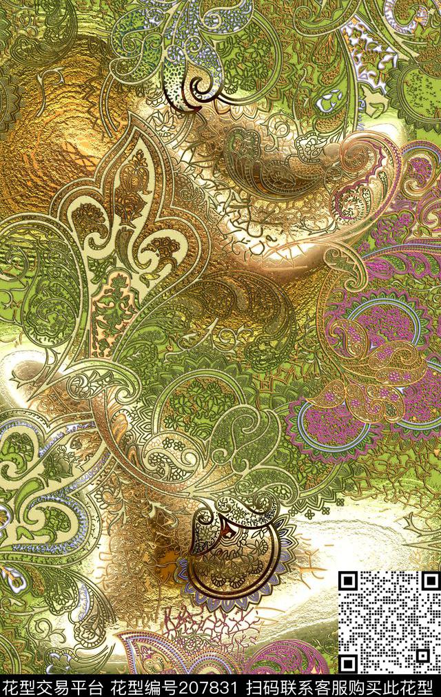宫廷风古典花纹肌理感数码印花华亿平台下载（图片编号: 207831） - 瓦栏（Walan）