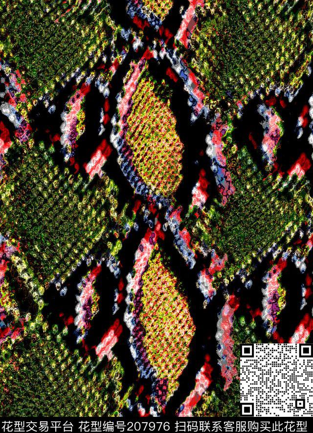 性感蛇纹动物纹数码印花华亿平台下载（图片编号: 207976） - 瓦栏（Walan）