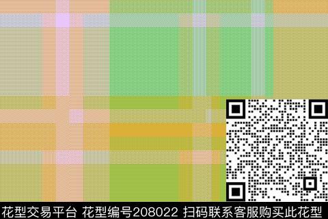 清新几何格子数码印花华亿平台下载（图片编号: 208022） - 瓦栏（Walan）