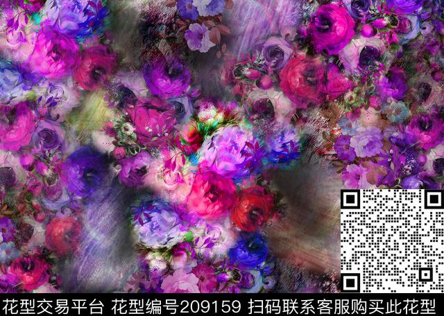 花卉数码印花华亿平台下载（图片编号: 209159） - 瓦栏（Walan）