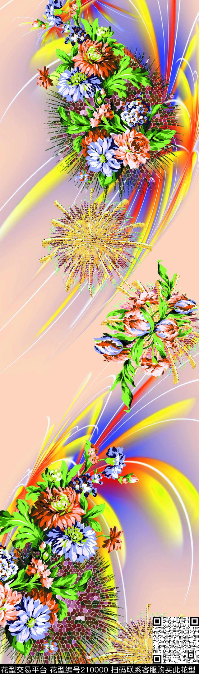 花朵数码印花华亿平台下载（图片编号: 210000） - 瓦栏（Walan）