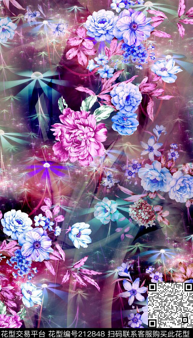 花卉数码印花华亿平台下载（图片编号: 212848） - 瓦栏（Walan）