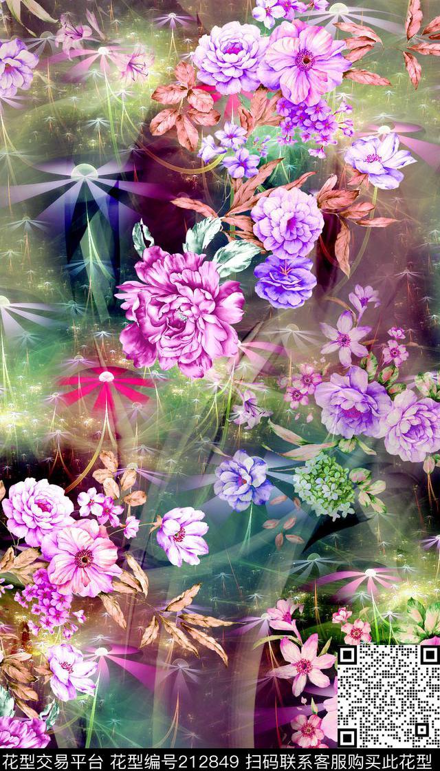 花卉数码印花华亿平台下载（图片编号: 212849） - 瓦栏（Walan）