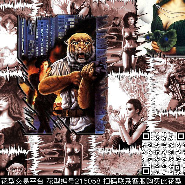 美女野兽枪数码印花华亿平台下载（图片编号: 215058） - 瓦栏（Walan）