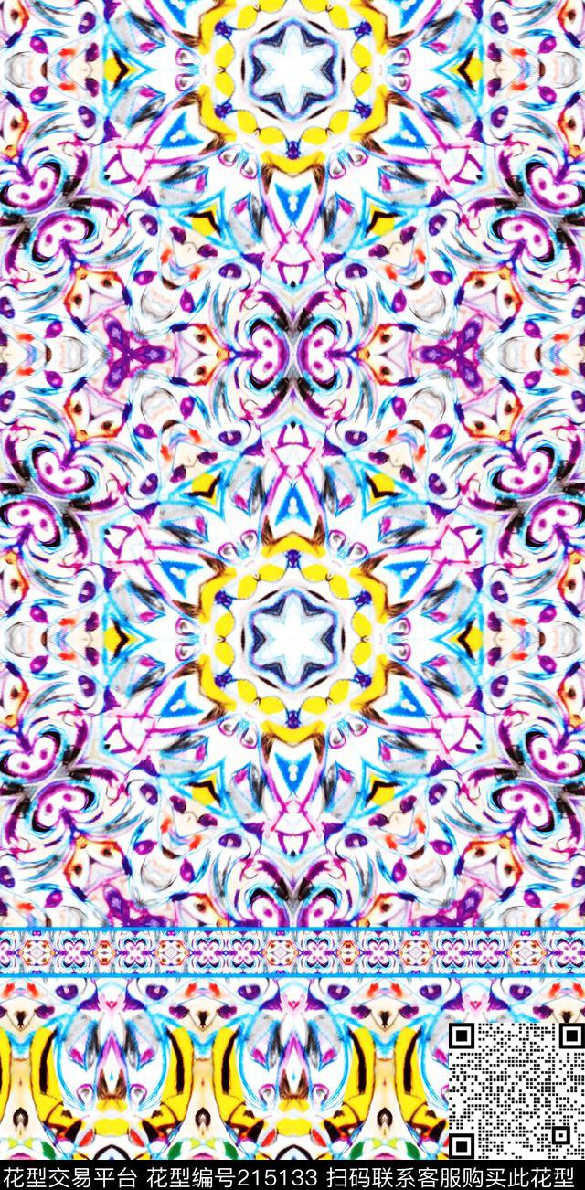 E-花卉几何/Flowers数码印花华亿平台下载（图片编号: 215133） - 瓦栏（Walan）