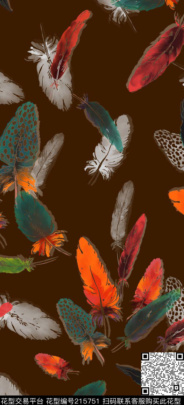 羽毛矢量图效果数码印花华亿平台下载（图片编号: 215751） - 瓦栏（Walan）