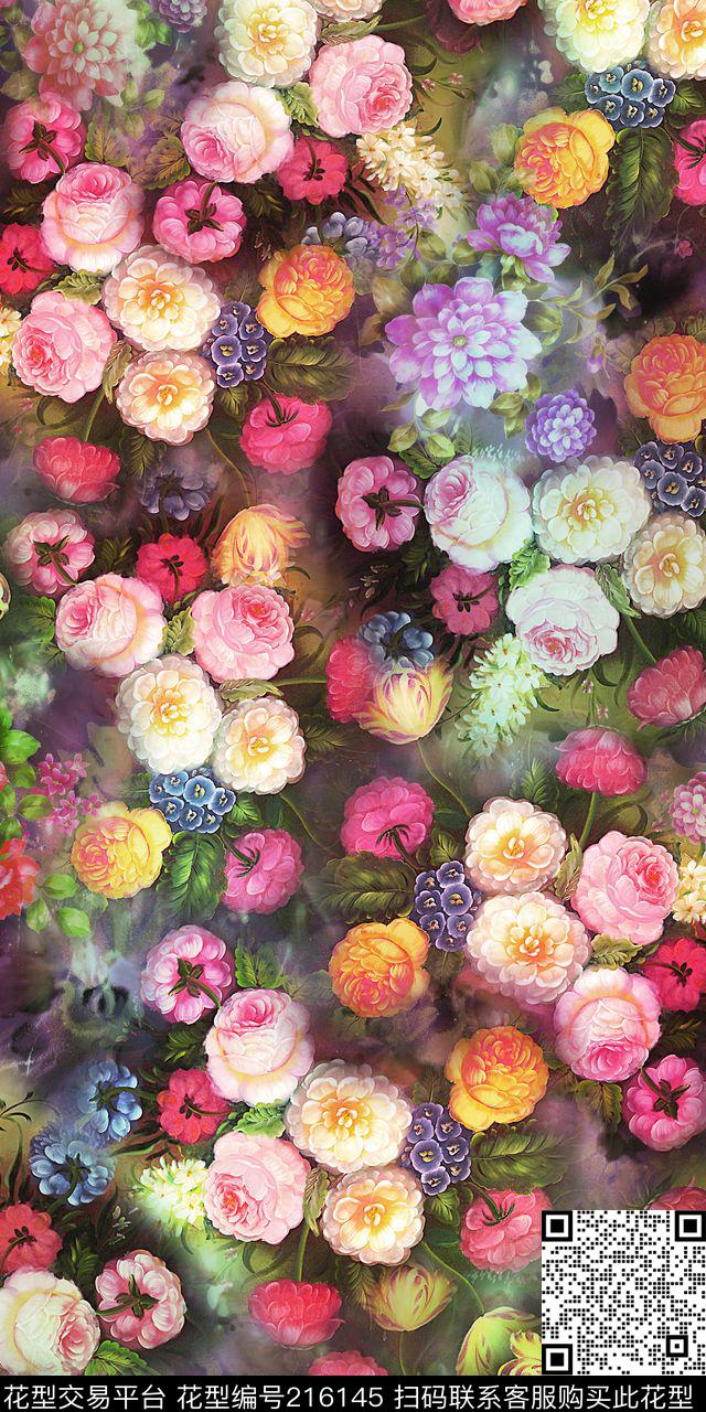 牡丹芍药大花数码印花华亿平台下载（图片编号: 216145） - 瓦栏（Walan）