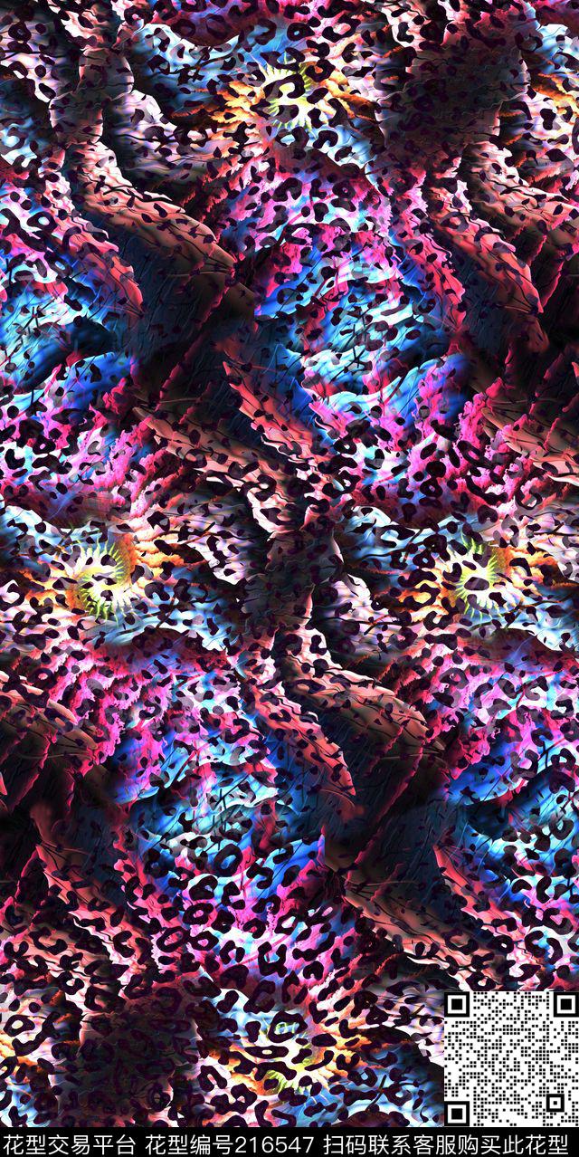 动物纹绚丽色彩斑斓数码印花华亿平台下载（图片编号: 216547） - 瓦栏（Walan）