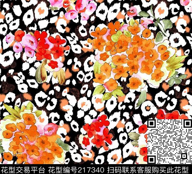 手绘水彩泼墨数码印花华亿平台下载（图片编号: 217340） - 瓦栏（Walan）