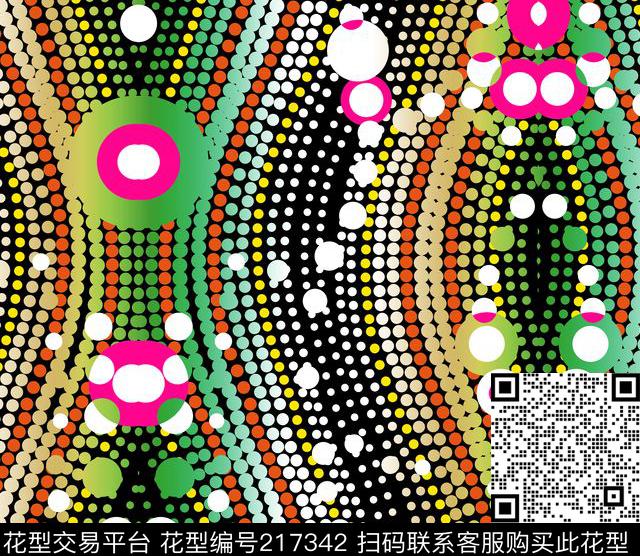 大小圆点渐变数码印花华亿平台下载（图片编号: 217342） - 瓦栏（Walan）