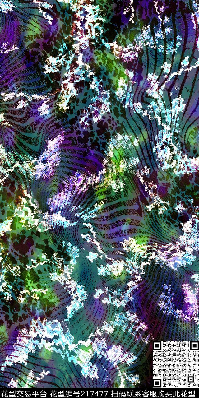 迷幻抽象深色数码印花华亿平台下载（图片编号: 217477） - 瓦栏（Walan）