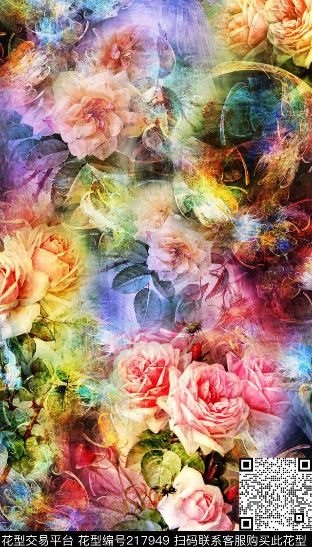 花卉花朵数码印花华亿平台下载（图片编号: 217949） - 瓦栏（Walan）