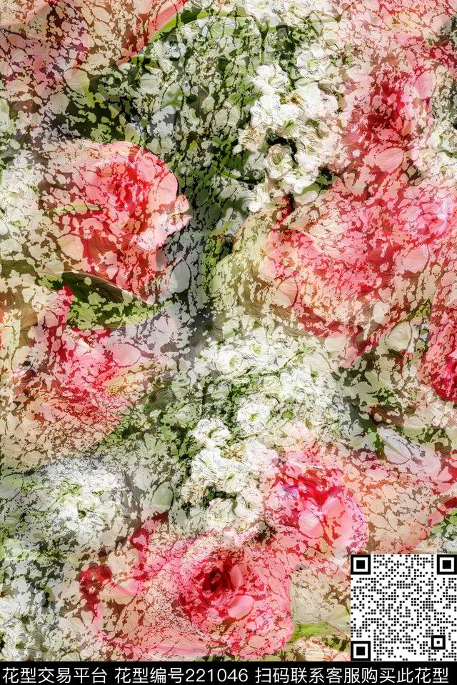 花卉机理肌理数码印花华亿平台下载（图片编号: 221046） - 瓦栏（Walan）