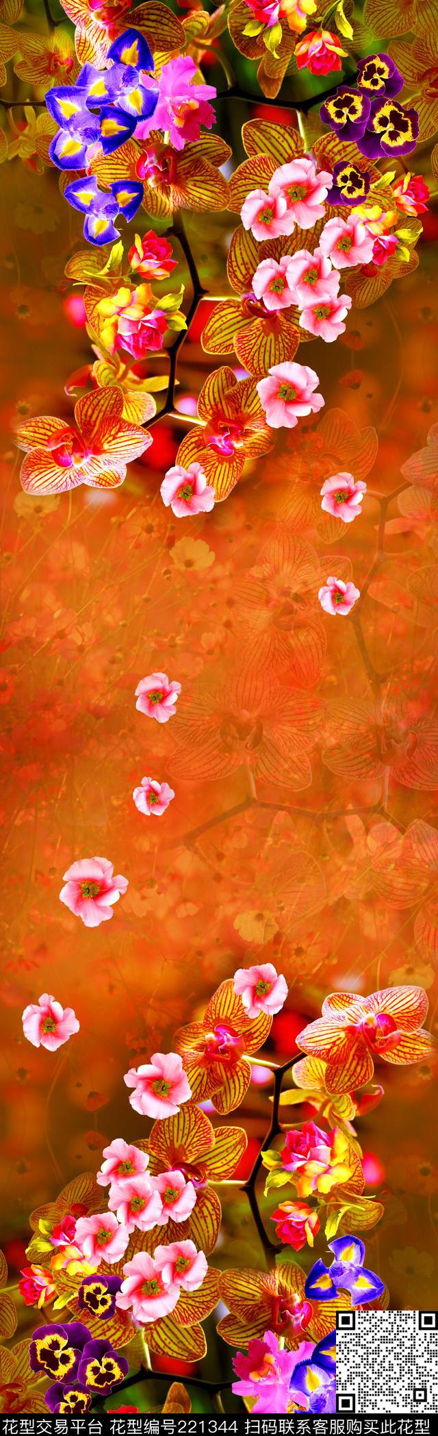 花卉兰花写实照片数码印花华亿平台下载（图片编号: 221344） - 瓦栏（Walan）