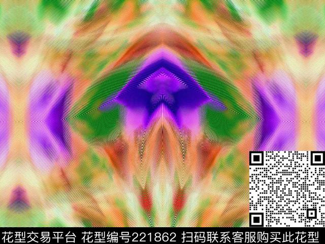 抽象对称渐变数码印花华亿平台下载（图片编号: 221862） - 瓦栏（Walan）