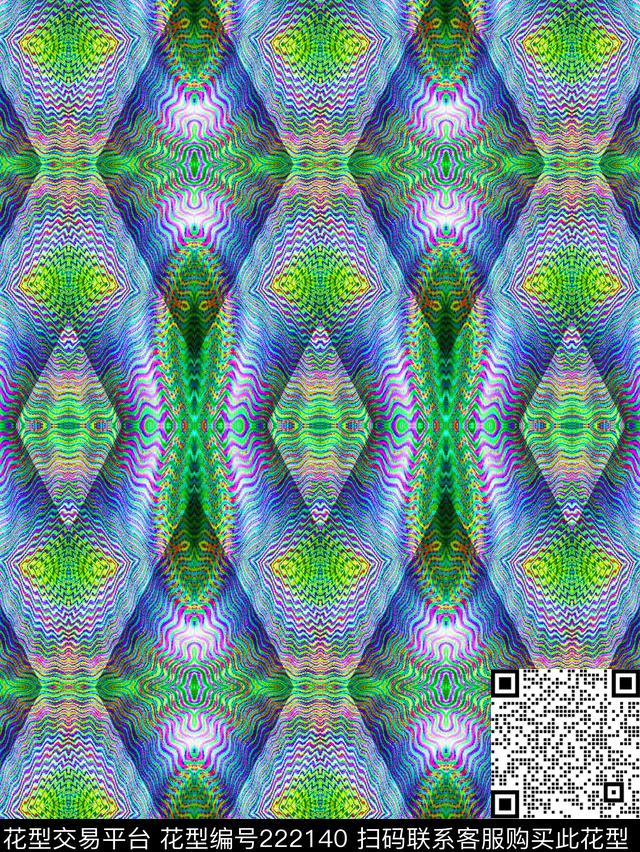 肌理几何抽象数码印花华亿平台下载（图片编号: 222140） - 瓦栏（Walan）